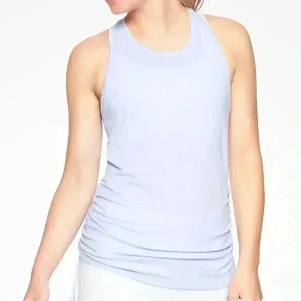 ATHLETA ENCORE LIGHT BLUE CINCHED SIDES TANK TOP SIZE LT
